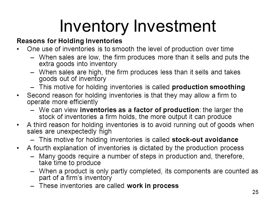 Reasons for holding inventories